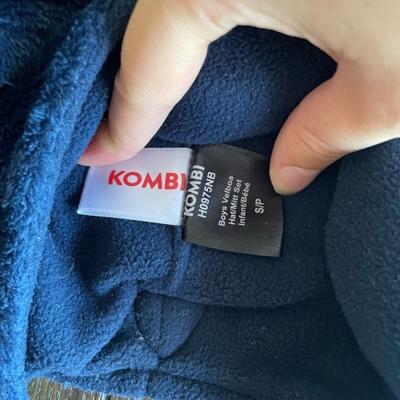 Navy Blue KOMBI Infant Fleece Velcro Winter Hat With Ears - Picture 5 of 6